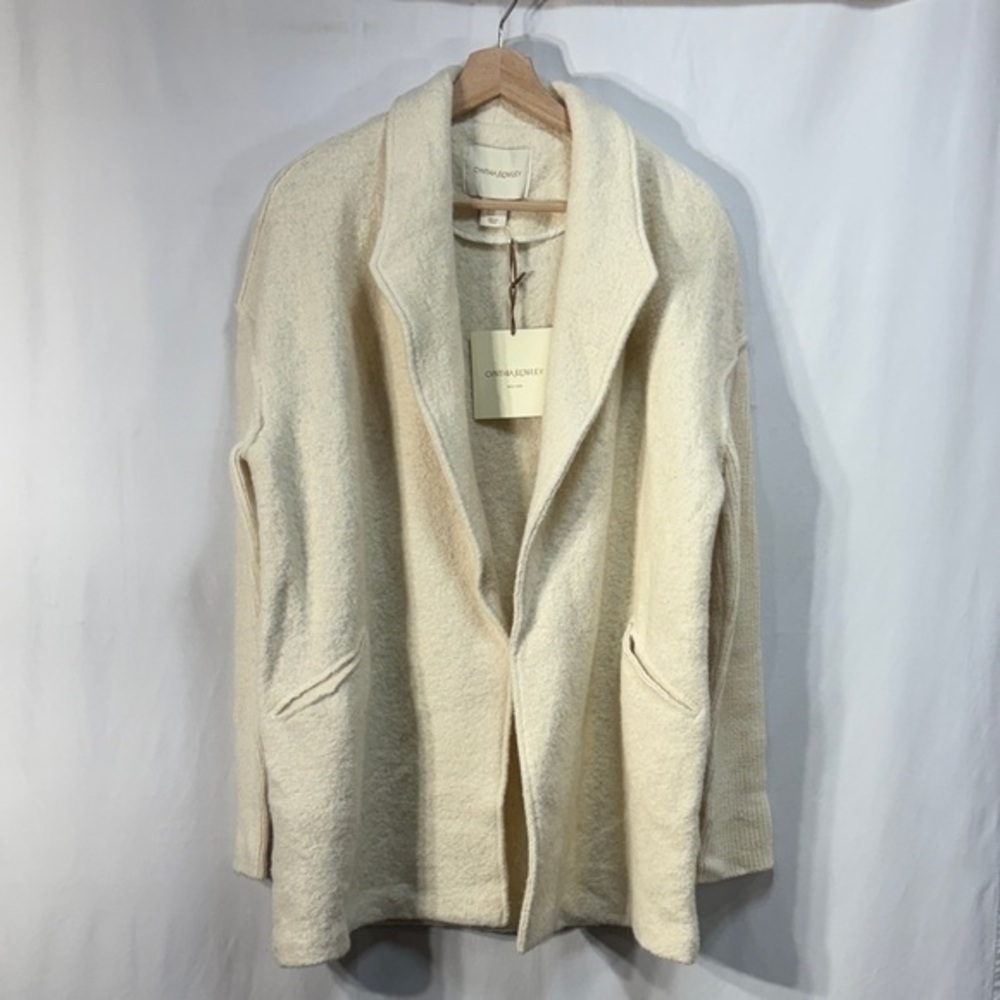 🔱 nwt Cynthia Rowley Off-White boiled wool rib sleeves Jacket